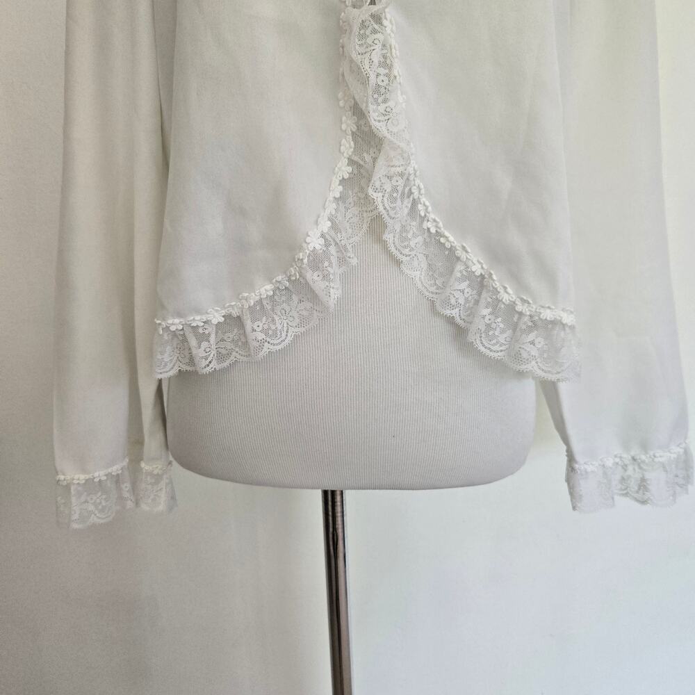 Vintage Edwardian Style Blouse Women Lace Dainty Feminine White Medium - Picture 5 of 14